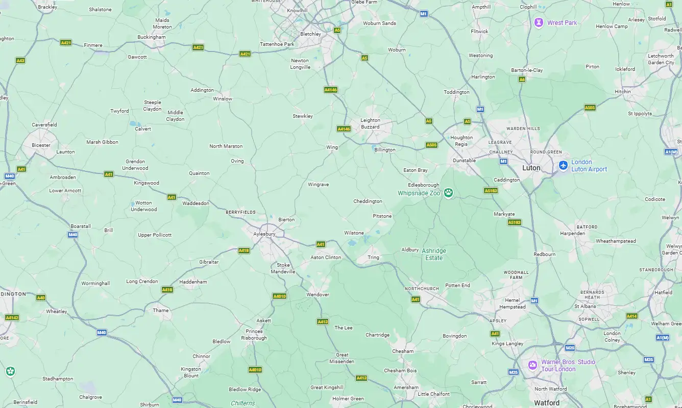 Map showing the areas covered by Sky High Roofing